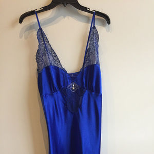 Royal blue satin nightgown